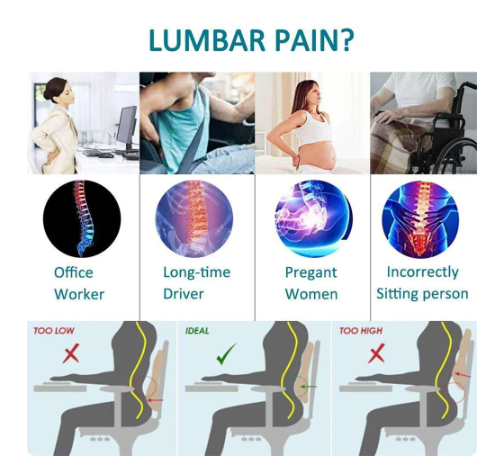 Lumbar Support Pillow Memory Foam Relieve Back Pain Car Seat Waist Cushion Soft Comfortable For Office Home Car Color Black 7 Lumbar Support Pillow Memory Foam Relieve Back Pain Car Seat Waist Cushion Soft Comfortable For Office Home Car Color Black - Image 7