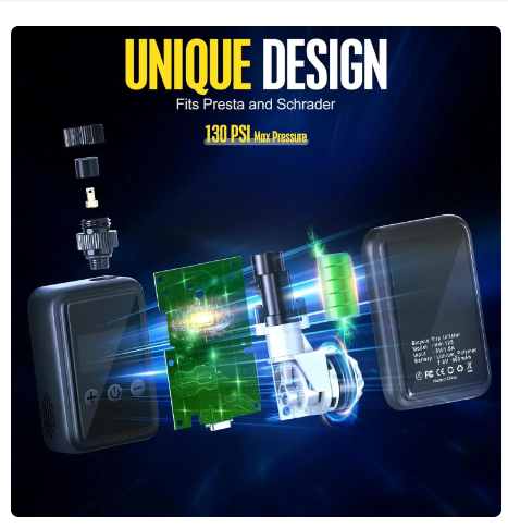 Bike Pump Electric Portable Bicycle Pump, 150 PSI Mini Tire Pump with Digital PSI Pressure Gauge, Tire Inflator Bike Air Pump Au 7 Bike Pump Electric Portable Bicycle Pump, 150 PSI Mini Tire Pump with Digital PSI Pressure Gauge, Tire Inflator Bike Air Pump Au - Image 7