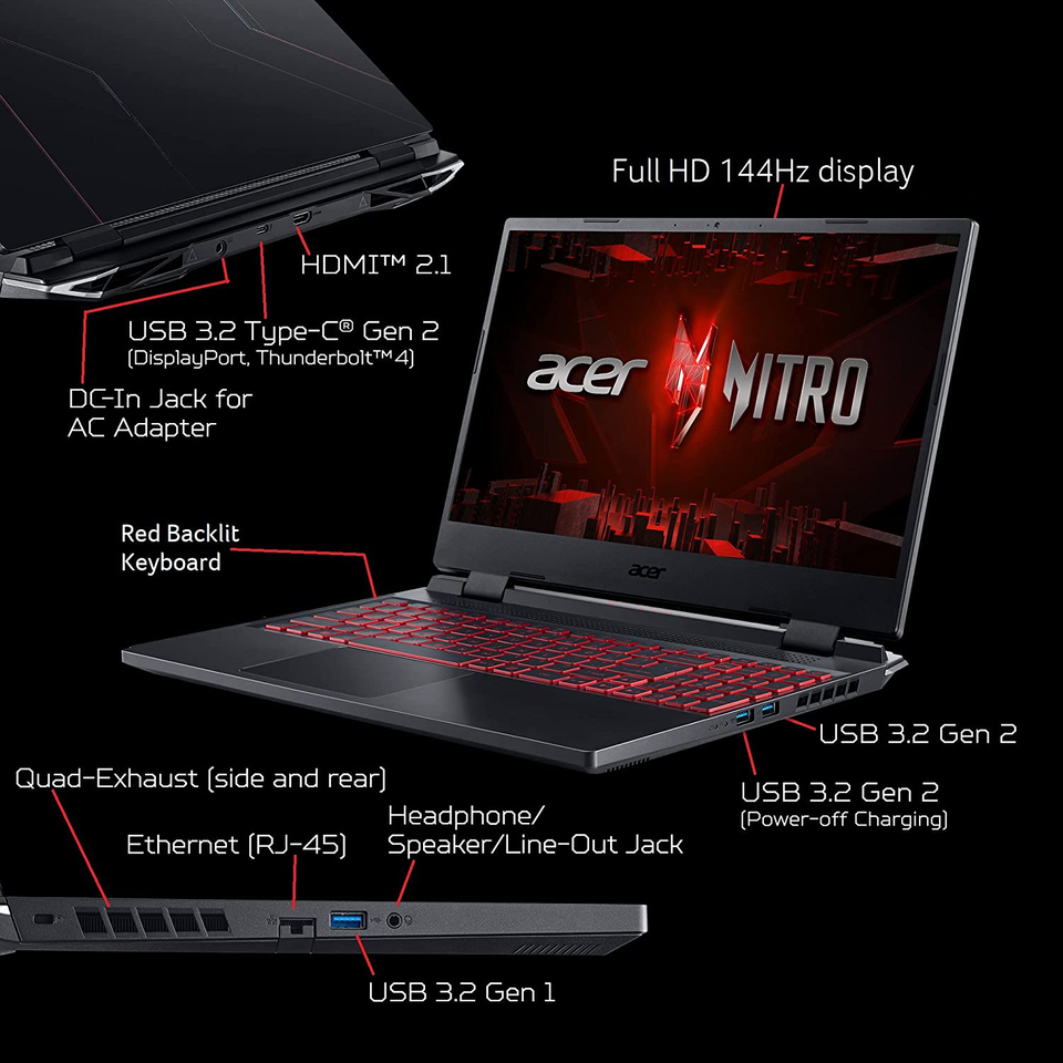 Acer Nitro 5 AN515-58-525P Gaming Laptop | Intel Core I5-12500H | RTX 3050 4 Acer Nitro 5 AN515-58-525P Gaming Laptop | Intel Core I5-12500H | RTX 3050 - Image 4