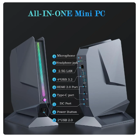 i9-12900H & GeForce RTX 3050Ti 8G GDDR6 14C/20T RGB Lights Mini Desktop Computer, 32GB RAM 1TB PCIE4.0 SSD, 2.5G LAN 2X HDMI 3 i9-12900H & GeForce RTX 3050Ti 8G GDDR6 14C/20T RGB Lights Mini Desktop Computer, 32GB RAM 1TB PCIE4.0 SSD, 2.5G LAN 2X HDMI - Image 3