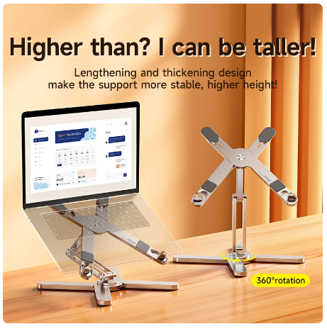 Foldable Laptop Stand 360°Rotation Notebook Table Aluminum Alloy Holder Portable Book Tablet Bracket with Heat Dissipation 4 Foldable Laptop Stand 360°Rotation Notebook Table Aluminum Alloy Holder Portable Book Tablet Bracket with Heat Dissipation - Image 4