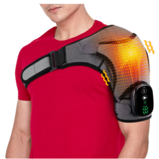 Electric Heating Shoulder Pad Smart Vibration Massager LED Display 3 Levels Adjustable Therapy Brace For Arthritis Pain Relief
