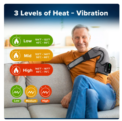 Electric Heating Shoulder Pad Smart Vibration Massager LED Display 3 Levels Adjustable Therapy Brace For Arthritis Pain Relief 2 Electric Heating Shoulder Pad Smart Vibration Massager LED Display 3 Levels Adjustable Therapy Brace For Arthritis Pain Relief - Image 2