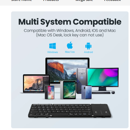 Wireless Folding Keyboard with Touchpad/Numberpad Rechargeable Foldable Bluetooth Keyboard for Tablet Ipad 4 Wireless Folding Keyboard with Touchpad/Numberpad Rechargeable Foldable Bluetooth Keyboard for Tablet Ipad - Image 4