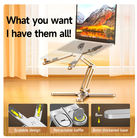 Foldable Laptop Stand 360°Rotation Notebook Table Aluminum Alloy Holder Portable Book Tablet Bracket with Heat Dissipation 5 Foldable Laptop Stand 360°Rotation Notebook Table Aluminum Alloy Holder Portable Book Tablet Bracket with Heat Dissipation - Image 5