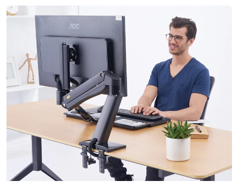 NB40 Ergonomic Height Adjust Computer Sit Stand Workstation 22-32 Inch Monitor Mount Bracket with Keyboard Plate Desk Stand 5 NB40 Ergonomic Height Adjust Computer Sit Stand Workstation 22-32 Inch Monitor Mount Bracket with Keyboard Plate Desk Stand - Image 5