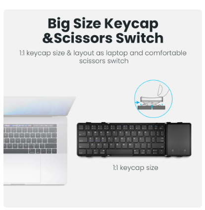 Wireless Folding Keyboard with Touchpad/Numberpad Rechargeable Foldable Bluetooth Keyboard for Tablet Ipad 7 Wireless Folding Keyboard with Touchpad/Numberpad Rechargeable Foldable Bluetooth Keyboard for Tablet Ipad - Image 7