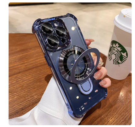 Luxury Transparent Plating Magsafe Case with Bracket & Airbag Protection for iPhone 11-15 Pro Max 7 Luxury Transparent Plating Magsafe Case with Bracket & Airbag Protection for iPhone 11-15 Pro Max - Image 7