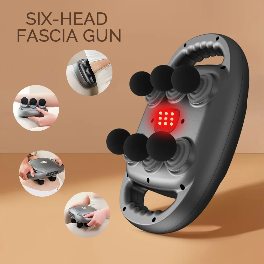 Six Heads Fascia Gun High-frequency Vibration Deep Massage Device for Shoulder Waist Back Leg Body Muscle Relaxation 1 Six Heads Fascia Gun High-frequency Vibration Deep Massage Device for Shoulder Waist Back Leg Body Muscle Relaxation