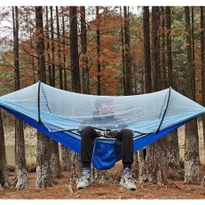 Automatic Quick-opening Mosquito Net Hammock Outdoor Camping Pole Hammock Swing Anti-rollover Nylon Rocking Chair 260x140cm