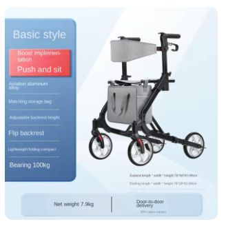 Walker 2-in-1 Assistive wWalking Device For The Elderly Handcart Folding Lightweight Small Scooter 2 Walker 2-in-1 Assistive w\Walking Device For The Elderly Handcart Folding Lightweight Small Scooter - Image 2