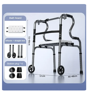 Aluminum Alloy Auxiliary Walking Chair Aid for Elderly Disabled People Folding Shower Chair for Fracture Rehabilitation 2 Aluminum Alloy Auxiliary Walking Chair Aid for Elderly Disabled People Folding Shower Chair for Fracture Rehabilitation - Image 2