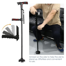 Collapsible Telescopic Folding Elder Cane LED Walking Trusty Sticks Elder Crutches for Mother The Elder Fathers Outdoor Climbing