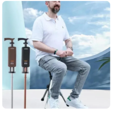 High Quality Aluminum Alloy Foldable Walking Cane Stick With Seat Adjustable Elderly Crutch Chair With Stool