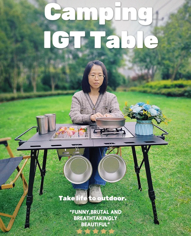 Lightweight Camping Folding IGT Table Extend Brazier Table Multifunctional Adjustable Leg Desktop Burner BBQ Table 2 Lightweight Camping Folding IGT Table Extend Brazier Table Multifunctional Adjustable Leg Desktop Burner BBQ Table - Image 2