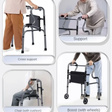 Aluminum Alloy Auxiliary Walking Chair Aid for Elderly Disabled People Folding Shower Chair for Fracture Rehabilitation