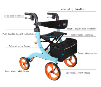Seniors Shopping Cart Trolley Elderly Walker Adult Height Adjustable Seat By Legs And Arms Lightweight Aluminum Folding Walker 4 Seniors Shopping Cart Trolley Elderly Walker Adult Height Adjustable Seat By Legs And Arms Lightweight Aluminum Folding Walker - Image 4
