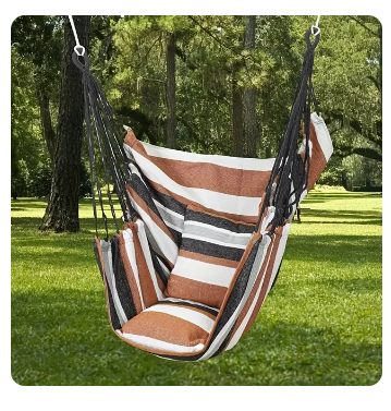 Easy To Install Sturdy Cotton Canvas Hammock Chair - Portable Swing for Outdoor Use, Comfortable and Durable Striped Fabric 5 Easy To Install Sturdy Cotton Canvas Hammock Chair - Portable Swing for Outdoor Use, Comfortable and Durable Striped Fabric - Image 5
