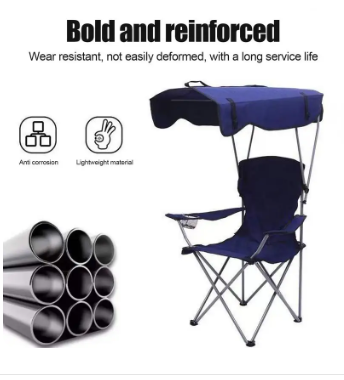 Folding Camping Chair Casual Sun Protection Beach Chair With Canopy Armrests Portable Recliner Chair For Camping Picnic Fishing 6 Folding Camping Chair Casual Sun Protection Beach Chair With Canopy Armrests Portable Recliner Chair For Camping Picnic Fishing - Image 6