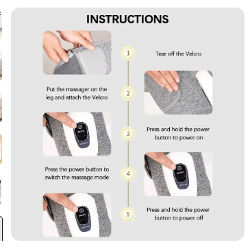 1pcs Electric Leg Massager Wireless Rechargeable Air Compression Leg Calf Massage for Pain Relief Relax Leg Muscles Health Care 4 1pcs Electric Leg Massager Wireless Rechargeable Air Compression Leg Calf Massage for Pain Relief Relax Leg Muscles Health Care - Image 4