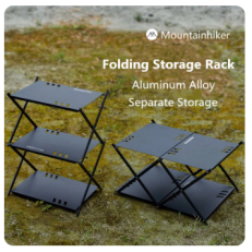 Three-tier Rack Outdoor Storage Shelf Folding Shelf Portable Camping Picnic BBQ Storage Rack Garden Foldable Table