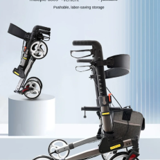 Elderly Walking Walker Auxiliary 45cm Wide18 Inch Wide Seat 136kg Wheelchair Can Sit 2-in-1 Crutch Alloy Walker