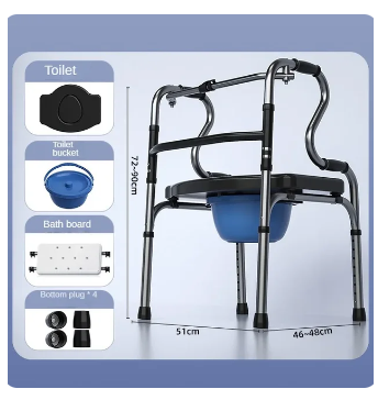 Aluminum Alloy Auxiliary Walking Chair Aid for Elderly Disabled People Folding Shower Chair for Fracture Rehabilitation 9 Aluminum Alloy Auxiliary Walking Chair Aid for Elderly Disabled People Folding Shower Chair for Fracture Rehabilitation - Image 9