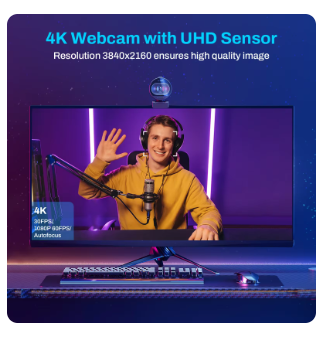 4K Webcam 1080P 30FPS Autofocus Streaming Web Camera Living Stream Camera With Mics&Privacy Cover for Tiktok/YouTube 7 4K Webcam 1080P 30FPS Autofocus Streaming Web Camera Living Stream Camera With Mics&Privacy Cover for Tiktok/YouTube - Image 7