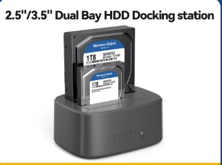Dual Bay HDD Docking Station with Offline Clone SATA to USB 3.0 HDD Clone Docking Station for 2.5/3.5'' SSD HDD Case 1 Dual Bay HDD Docking Station with Offline Clone SATA to USB 3.0 HDD Clone Docking Station for 2.5/3.5'' SSD HDD Case